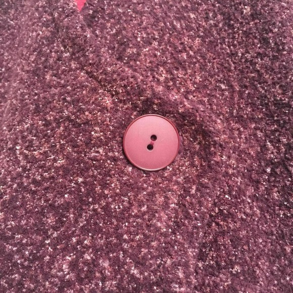 Burgundy Chunky Woven Jacket Women XL One Button 2 Large Pockets Shoulder Pads - Picture 4 of 9